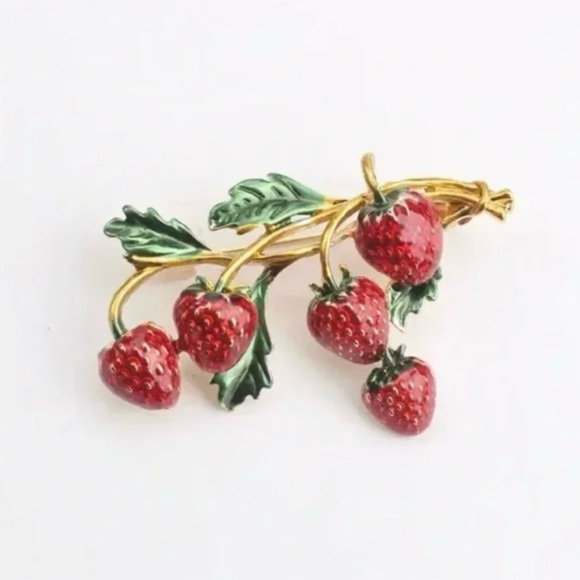 Strawberry Brooch Modern New - Picture 4 of 4